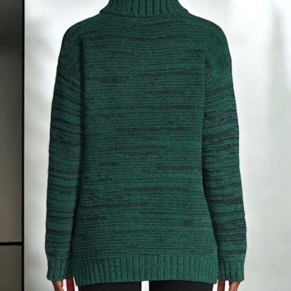 BCBGMaxAzria Womens Green Textured Ribbed Trim Turtleneck Sweater NEW Large - Picture 6 of 8